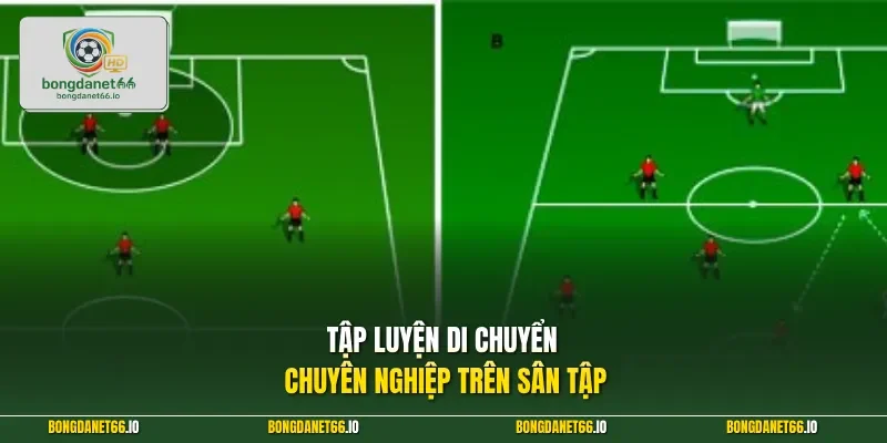 Tập luyện di chuyển chuyên nghiệp trên sân tập