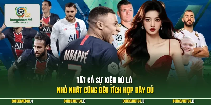 Tất cả sự kiện dù là nhỏ nhất cũng đều tích hợp đầy đủ